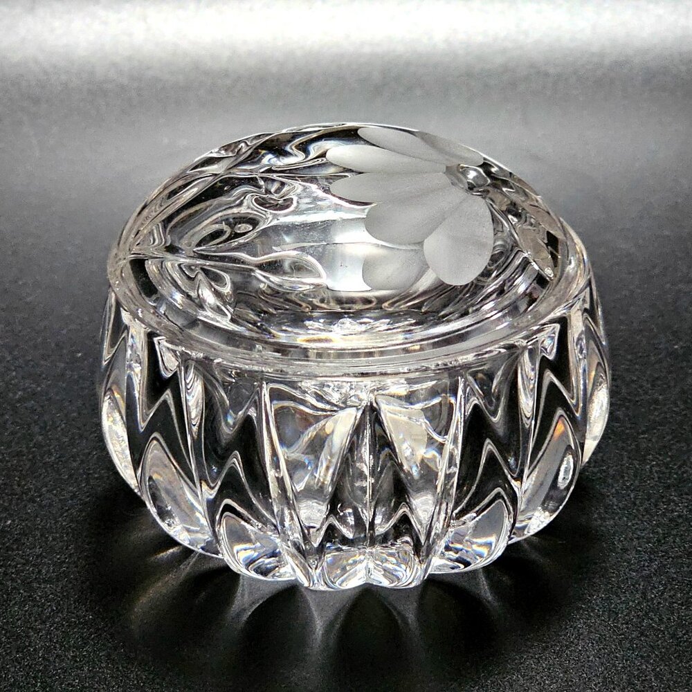 Princess House Highlights bowl Lid 2" trinket flower design 24% Lead Crystal